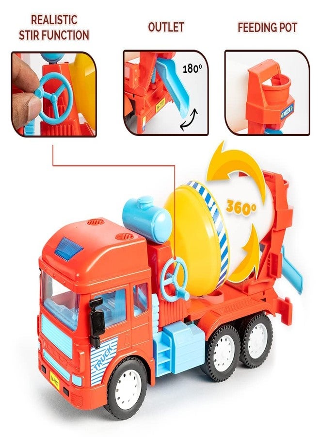 Ixora Cement Mixer Truck Friction Powered Toy Truck Push & Go Realistic Big Size Automobile Construction Engineering Plastic Toy Vehicle for Kids (Mixer Truck) - Image 4